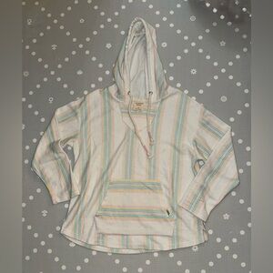 Southern Spirit Beach Vacation Baha Striped Pullover Hoodie Poncho Size S